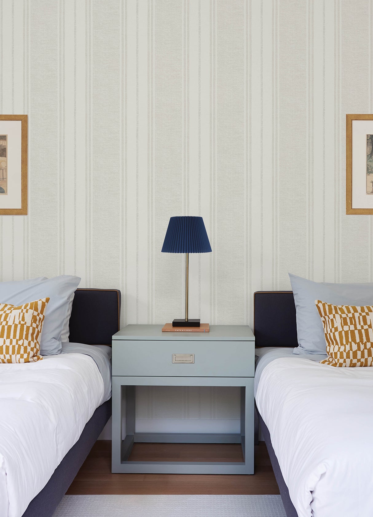 Chesapeake 4192-83440 Maddox Light Grey Flannel Stripe Wallp