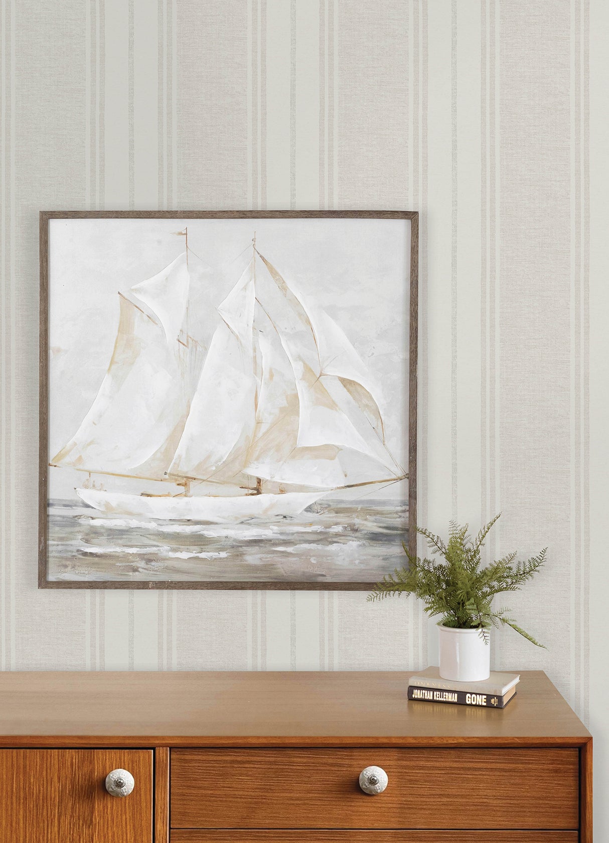 Chesapeake 4192-83440 Maddox Light Grey Flannel Stripe Wallp