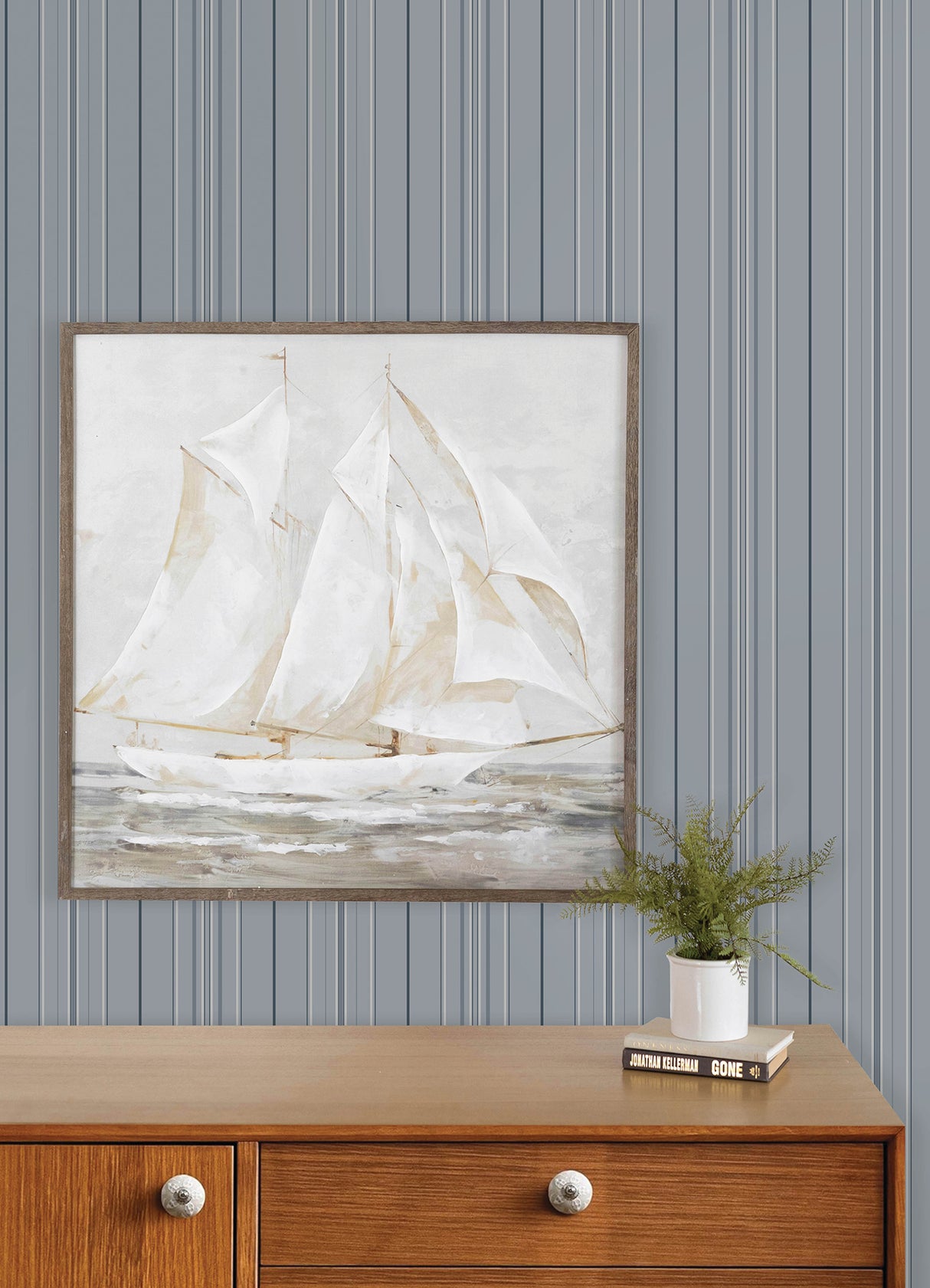 Chesapeake 4192-83452 Lascelle Light Blue Modern Pinstripe W