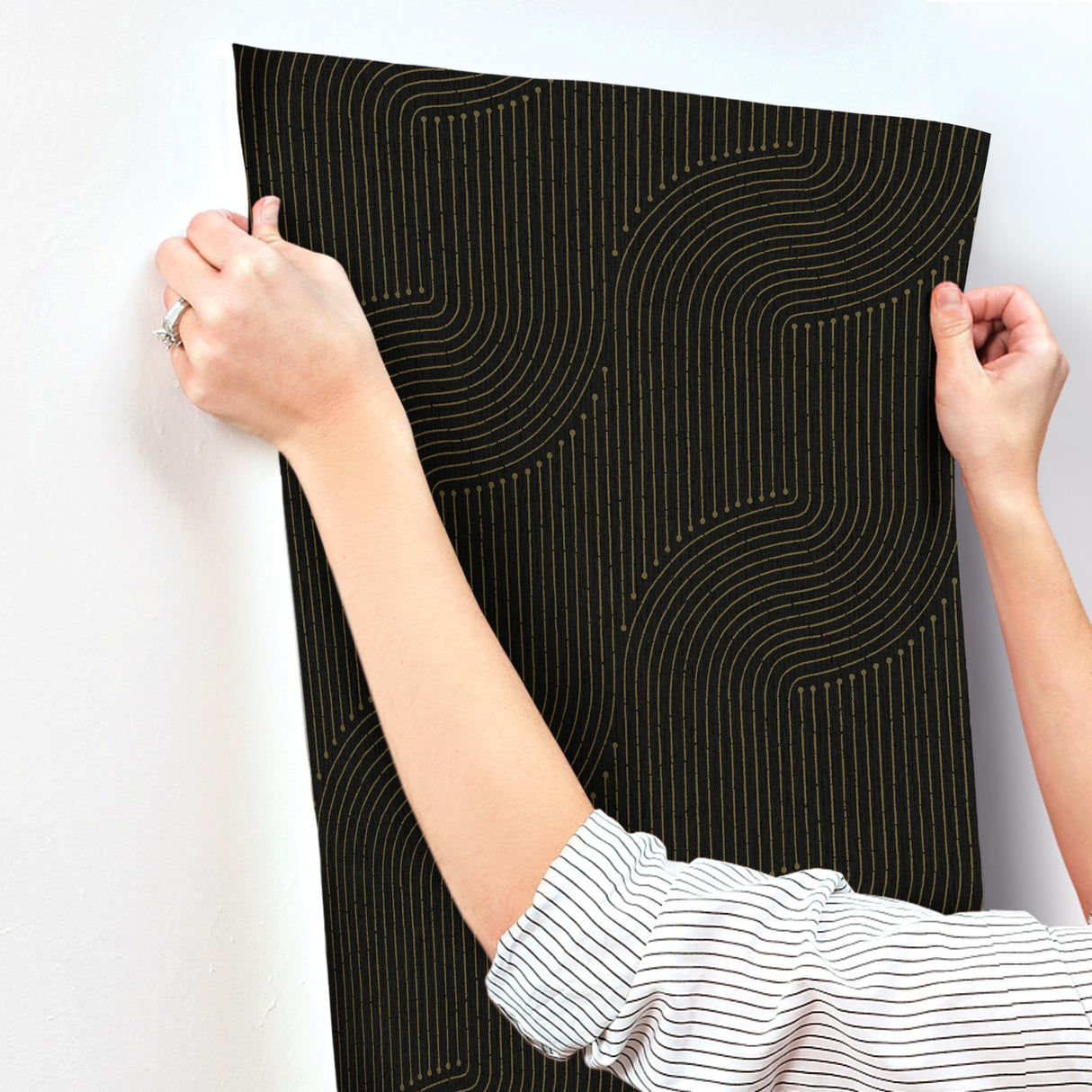 A-Street Prints 4198-27808 Braddock Black Rhythmic Flow Wall