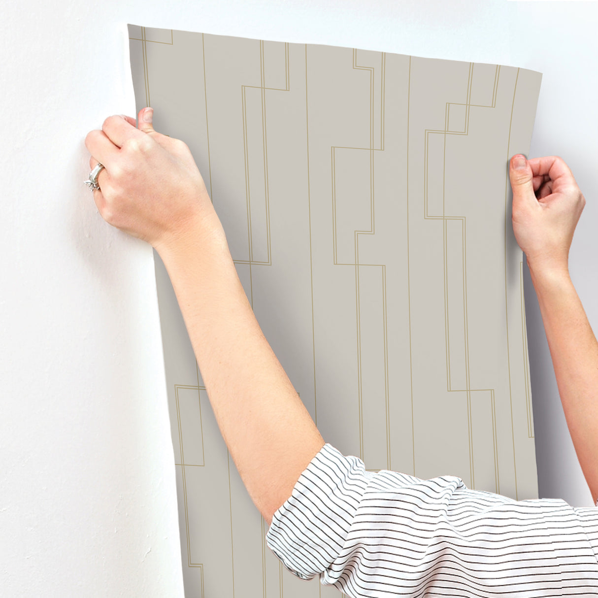 A-Street Prints 4198-27812 Anson Taupe Deco Detailing Wallpa