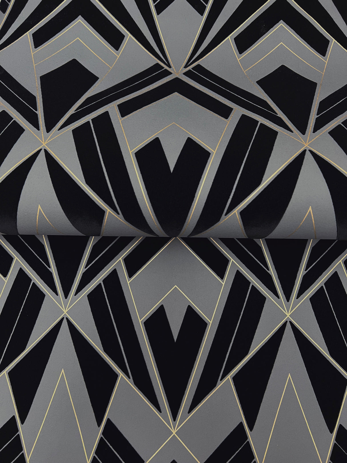 A-Street Prints 4198-87401 Allenby Black Flocked Wallpaper