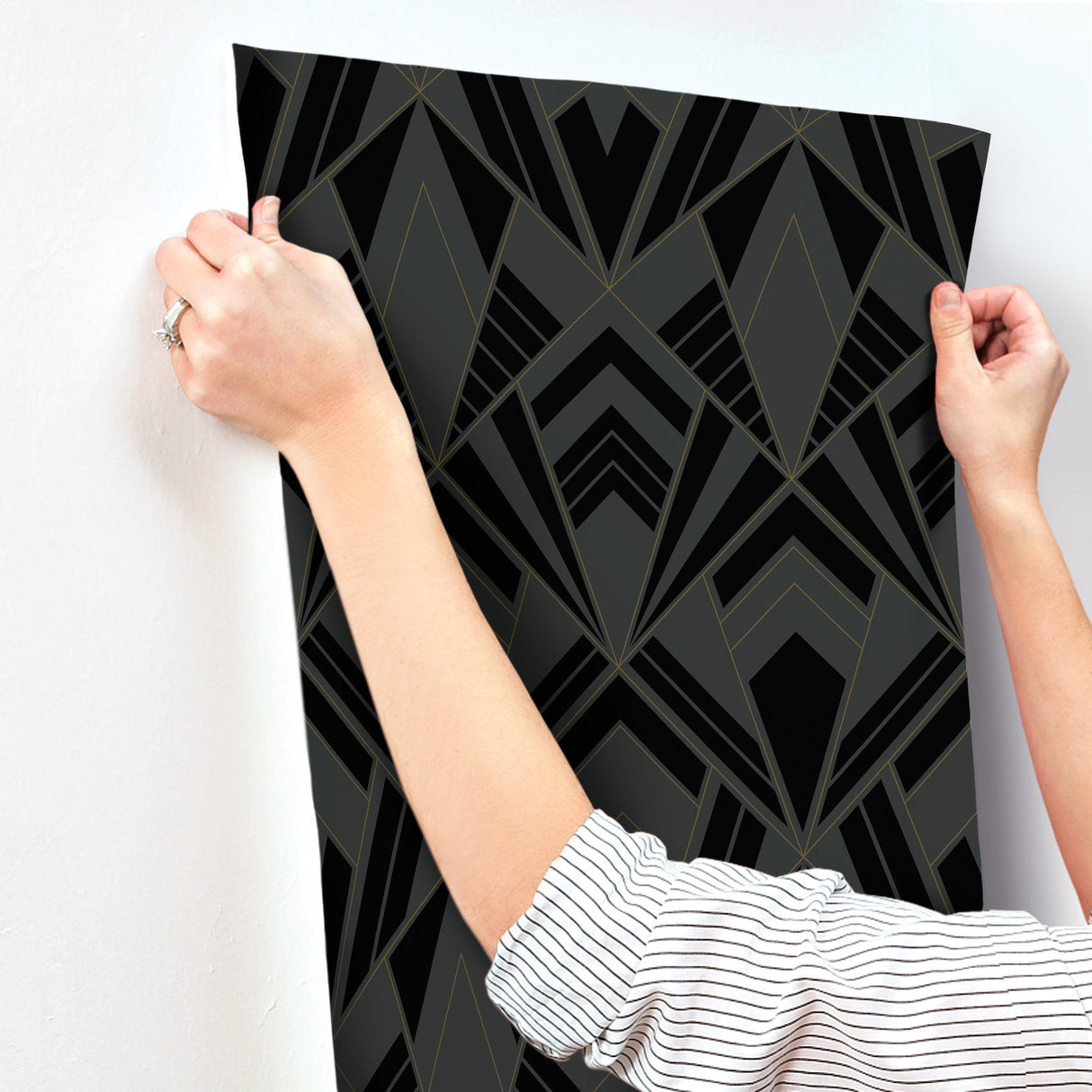 A-Street Prints 4198-87401 Allenby Black Flocked Wallpaper