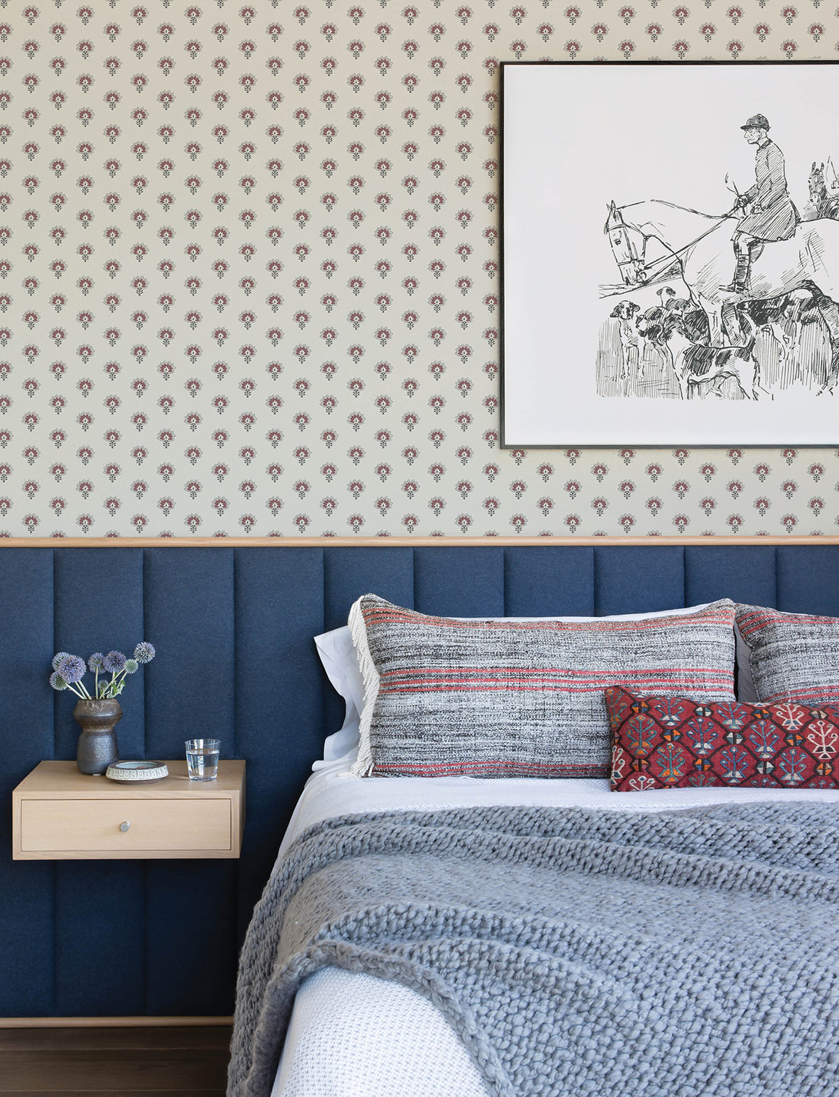 Chesapeake 4199-83753 Hilda Burgundy Floral Medallion Wallpaper