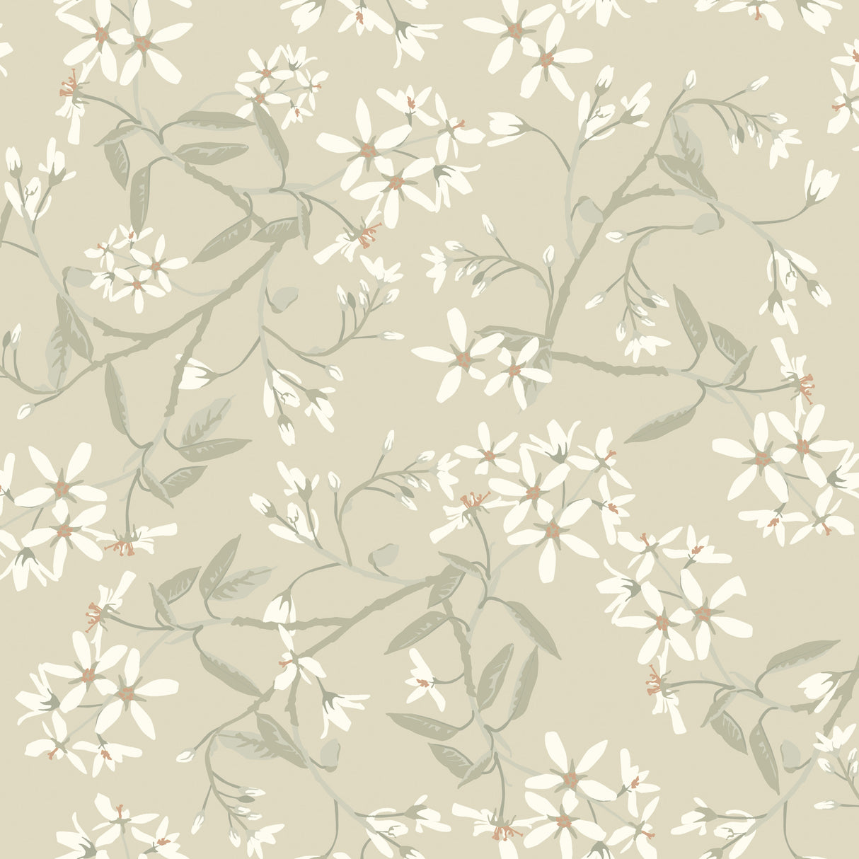 A-Street Prints 4201-20112 Paradis Beige Bouquet Toss Wallpa