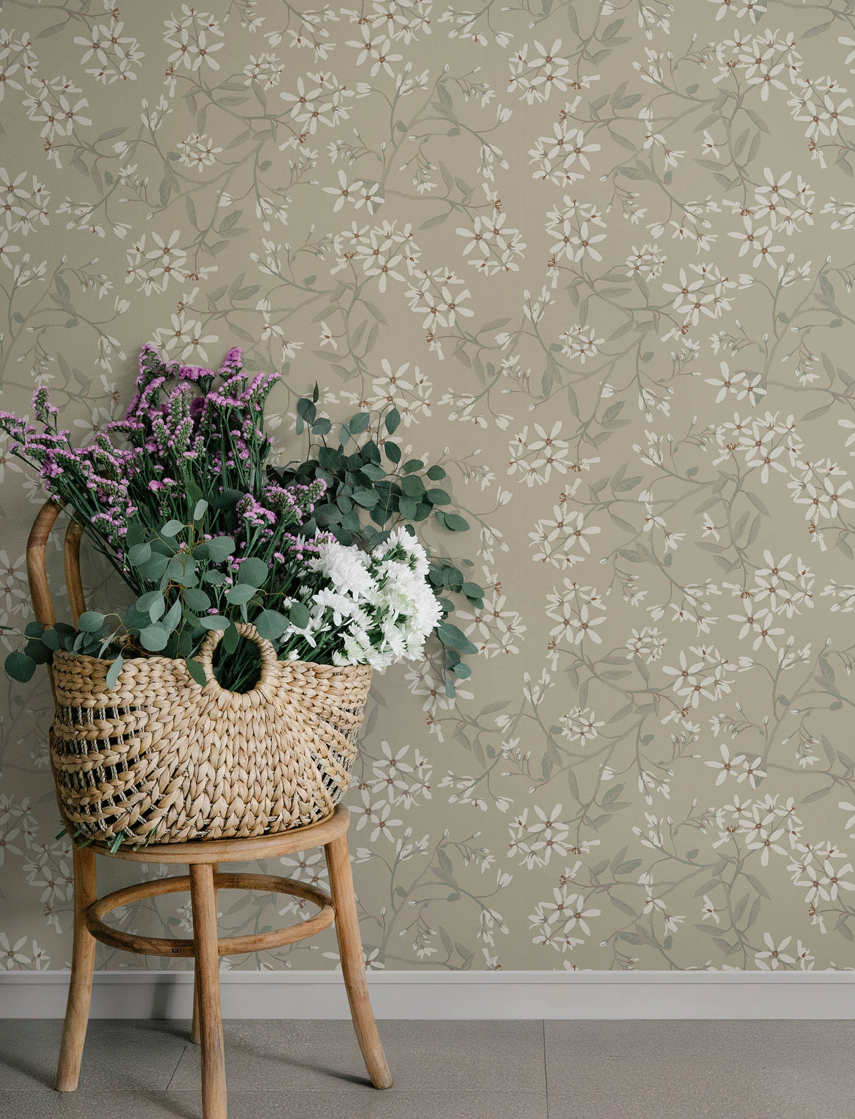 A-Street Prints 4201-20113 Paradis Grey Bouquet Toss Wallpap