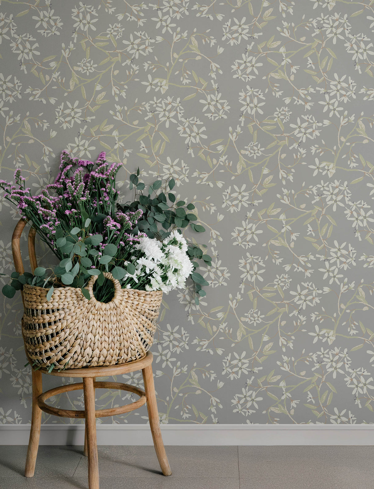 A-Street Prints 4201-20114 Paradis Slate Bouquet Toss Wallpa
