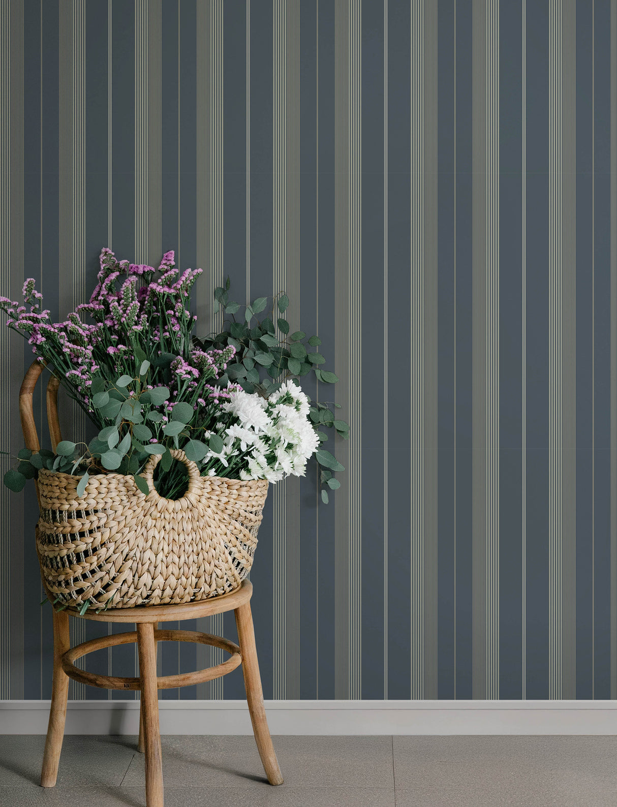 A-Street Prints 4201-20120 Herrgård Navy Stripe Wallpaper