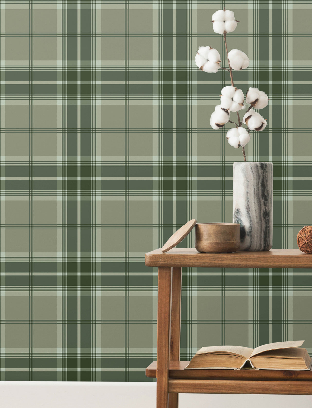A-Street Prints 4201-20131 Emma Evergreen Plaid Wallpaper