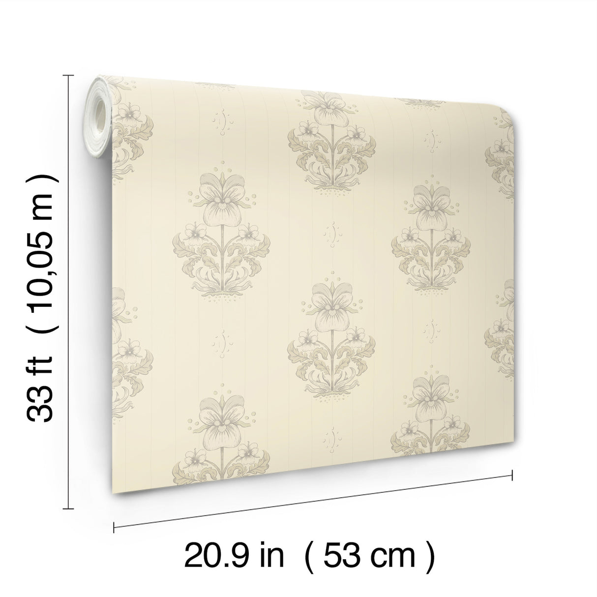 A-Street Prints 4201-48006 Gullvie Cream Pansies Wallpaper