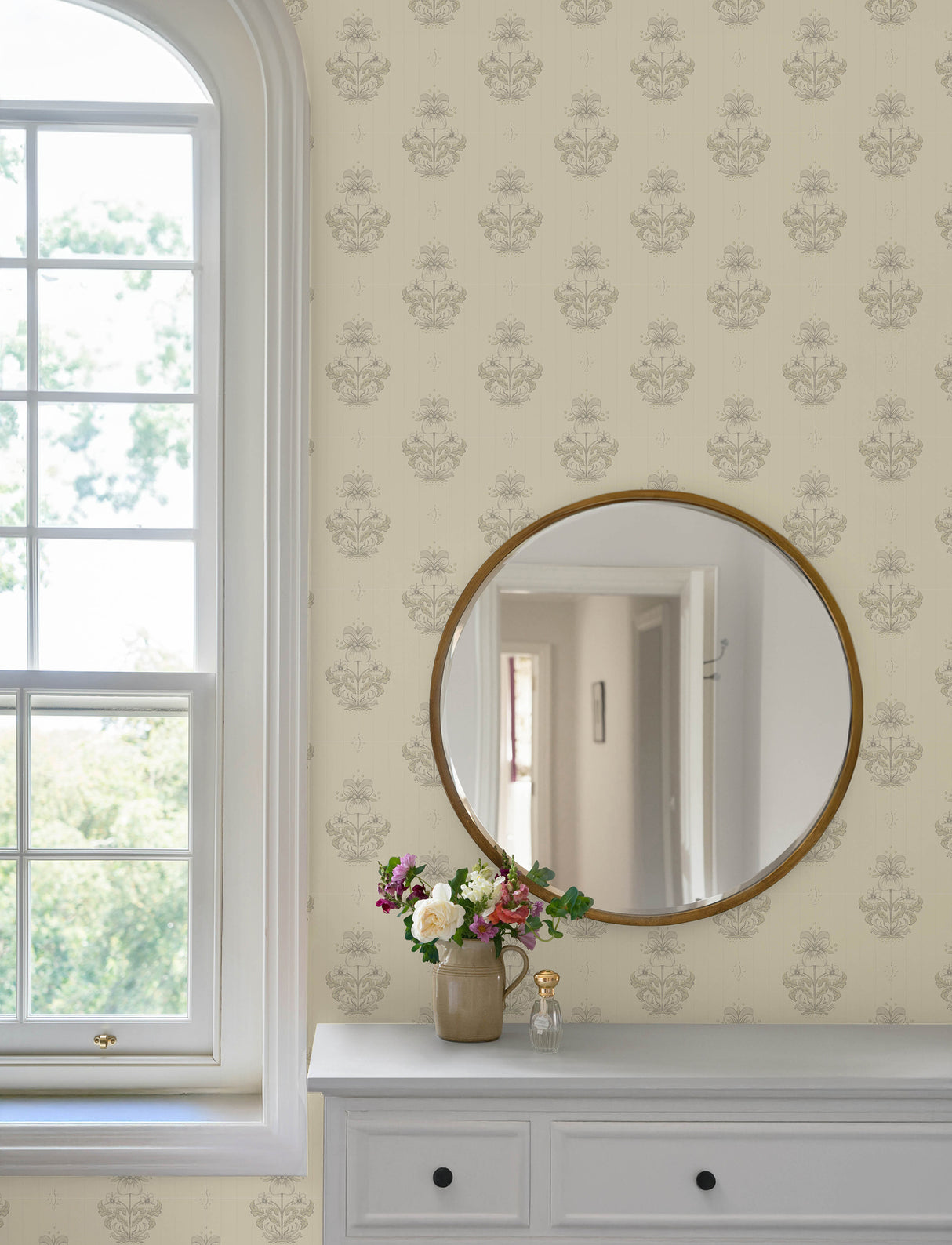 A-Street Prints 4201-48006 Gullvie Cream Pansies Wallpaper