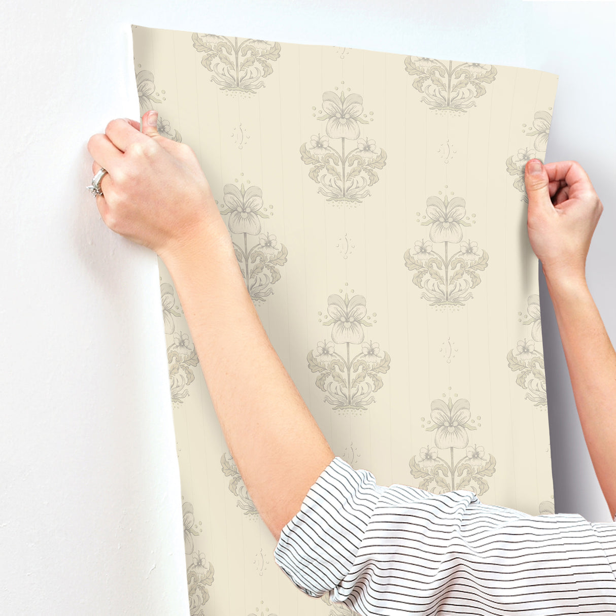 A-Street Prints 4201-48006 Gullvie Cream Pansies Wallpaper