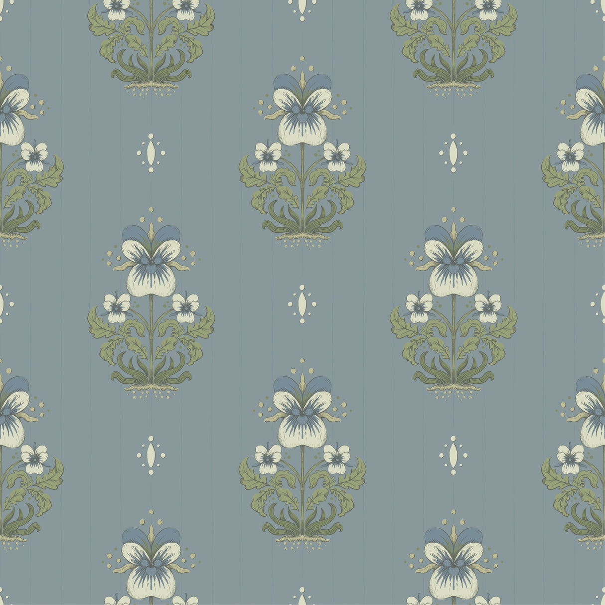 A-Street Prints 4201-48008 Gullvie Light Blue Pansies Wallpa