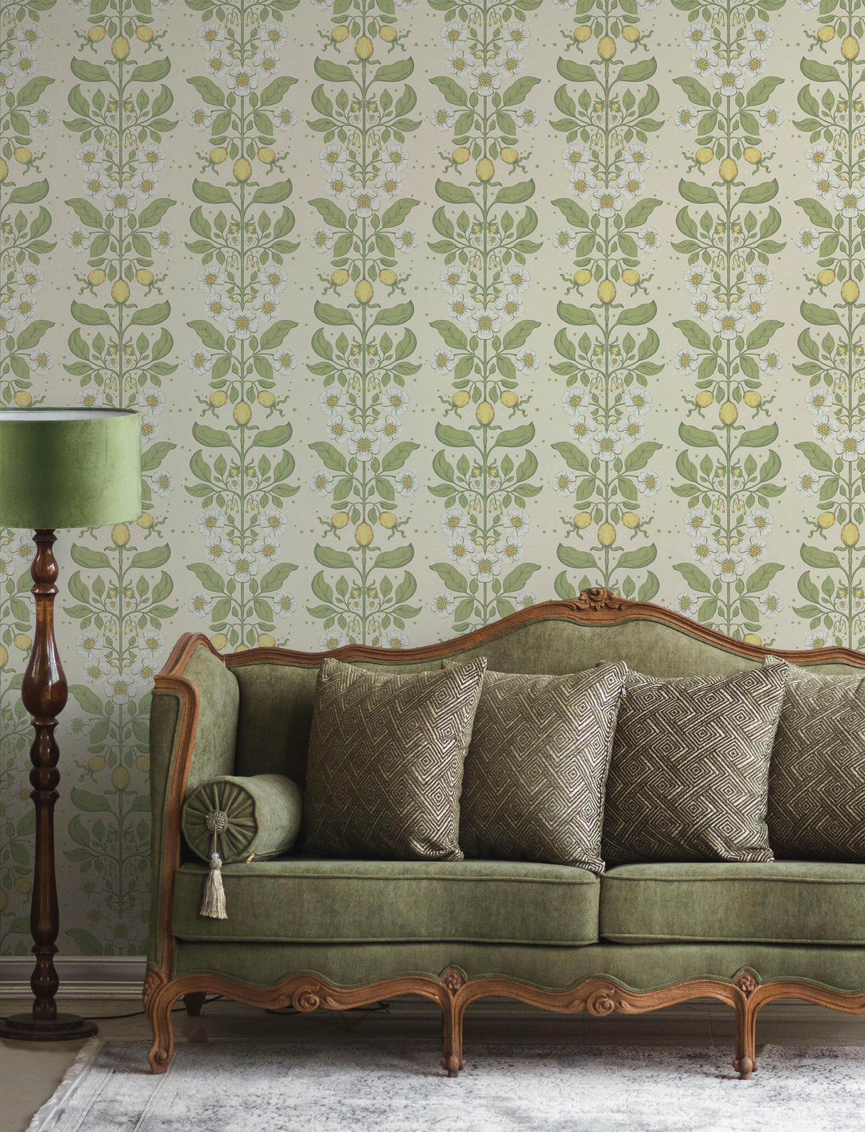A-Street Prints 4201-48010 Rosa Green Floral Columns Wallpap