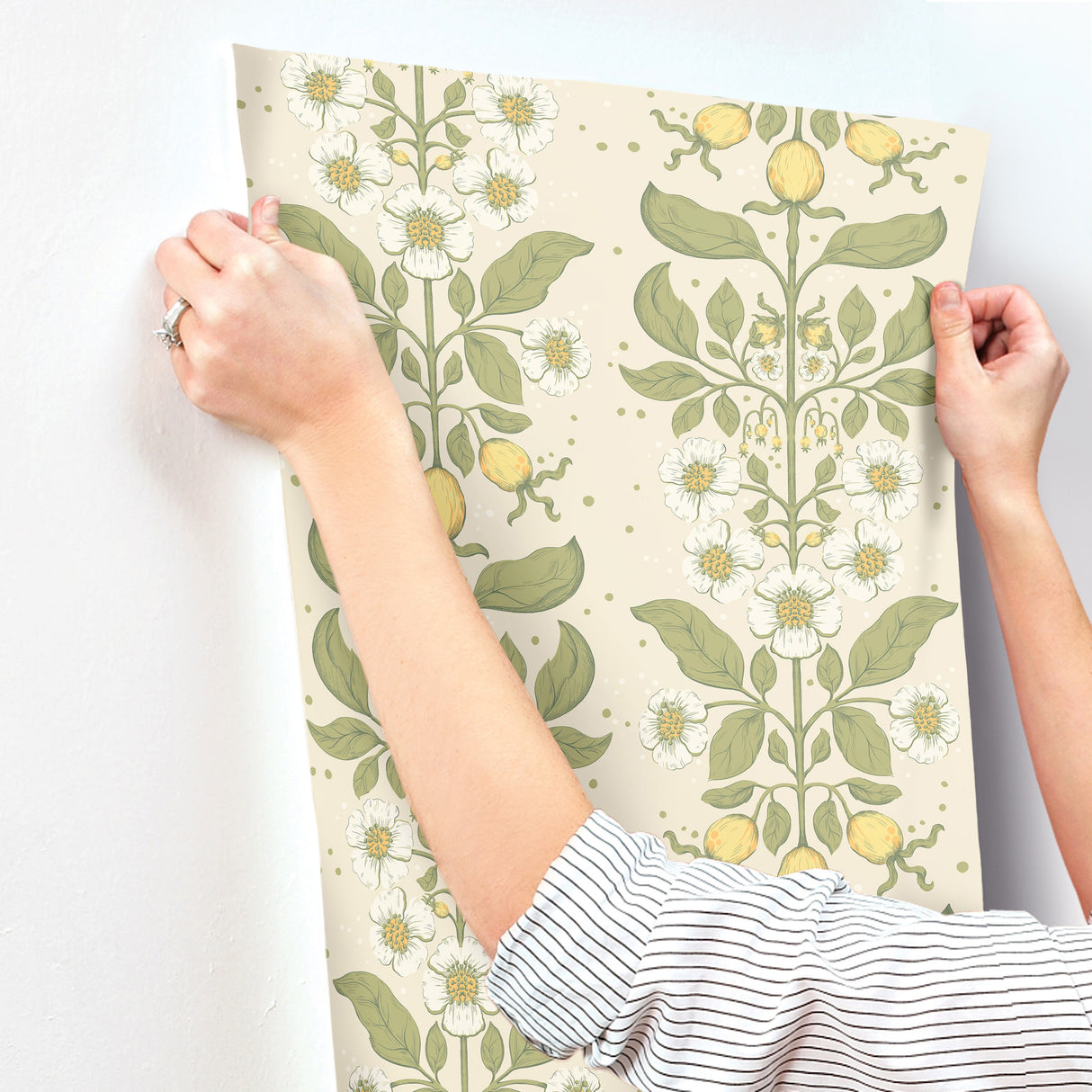A-Street Prints 4201-48010 Rosa Green Floral Columns Wallpap