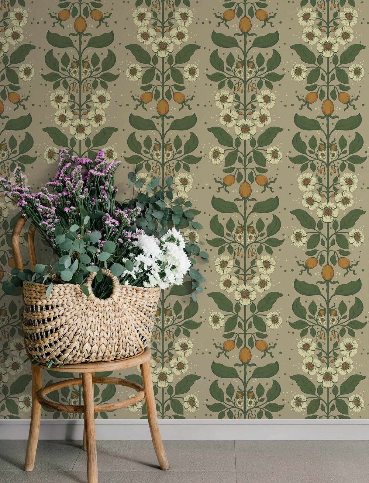 A-Street Prints 4201-48012 Rosa Light Brown Floral Columns W