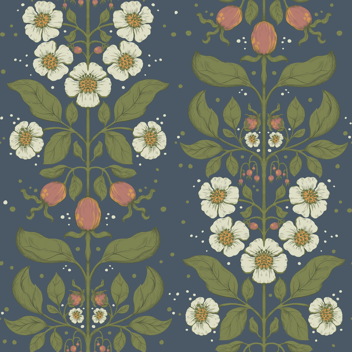 A-Street Prints 4201-48013 Rosa Navy Floral Columns Wallpape