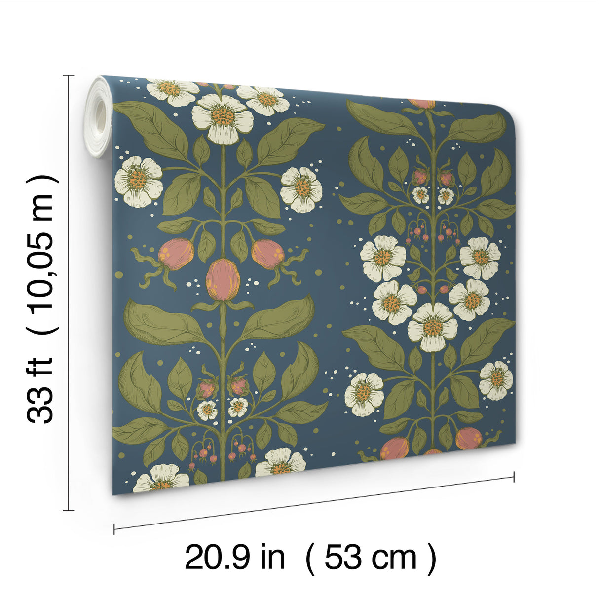 A-Street Prints 4201-48013 Rosa Navy Floral Columns Wallpape