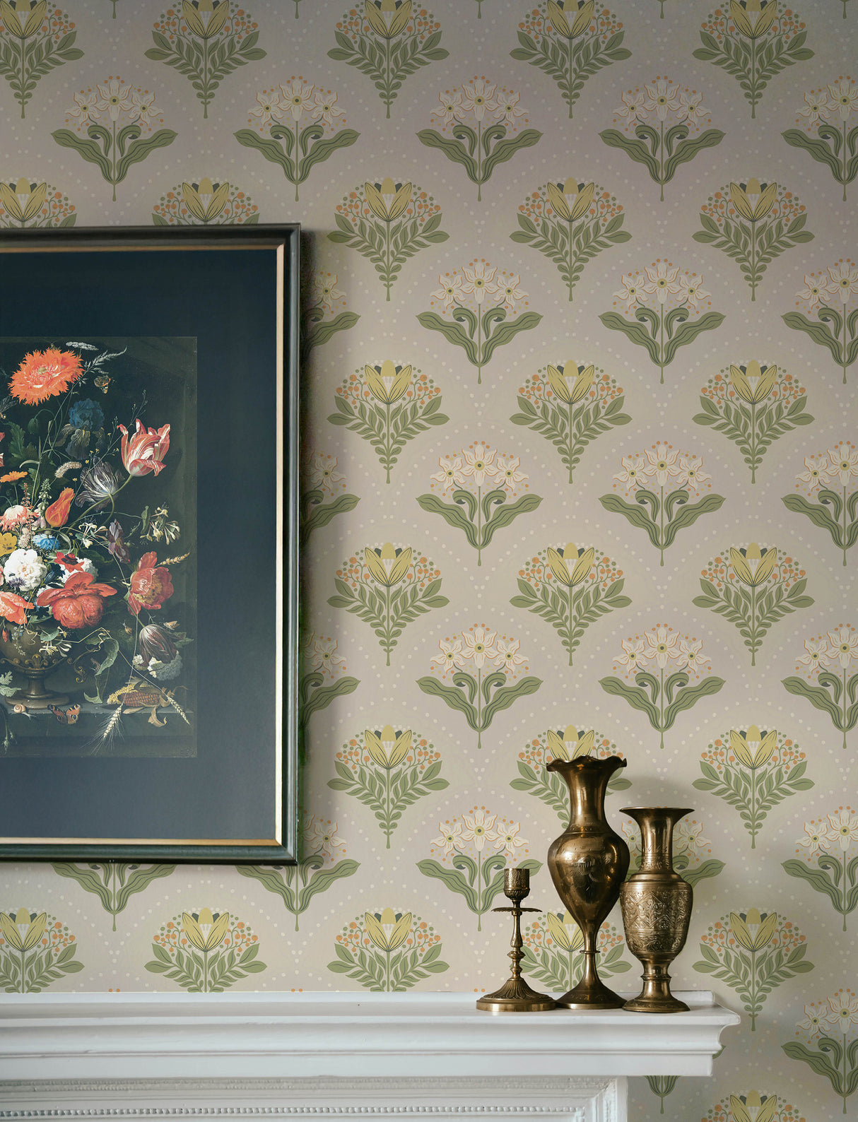 A-Street Prints 4201-48014 Maj Light Grey Floral Damask Wall