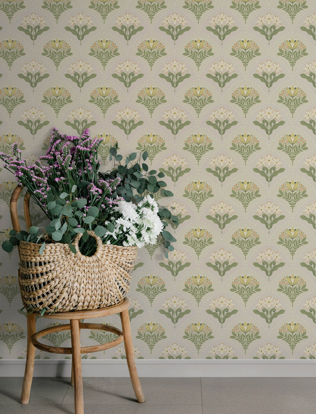 A-Street Prints 4201-48014 Maj Light Grey Floral Damask Wall