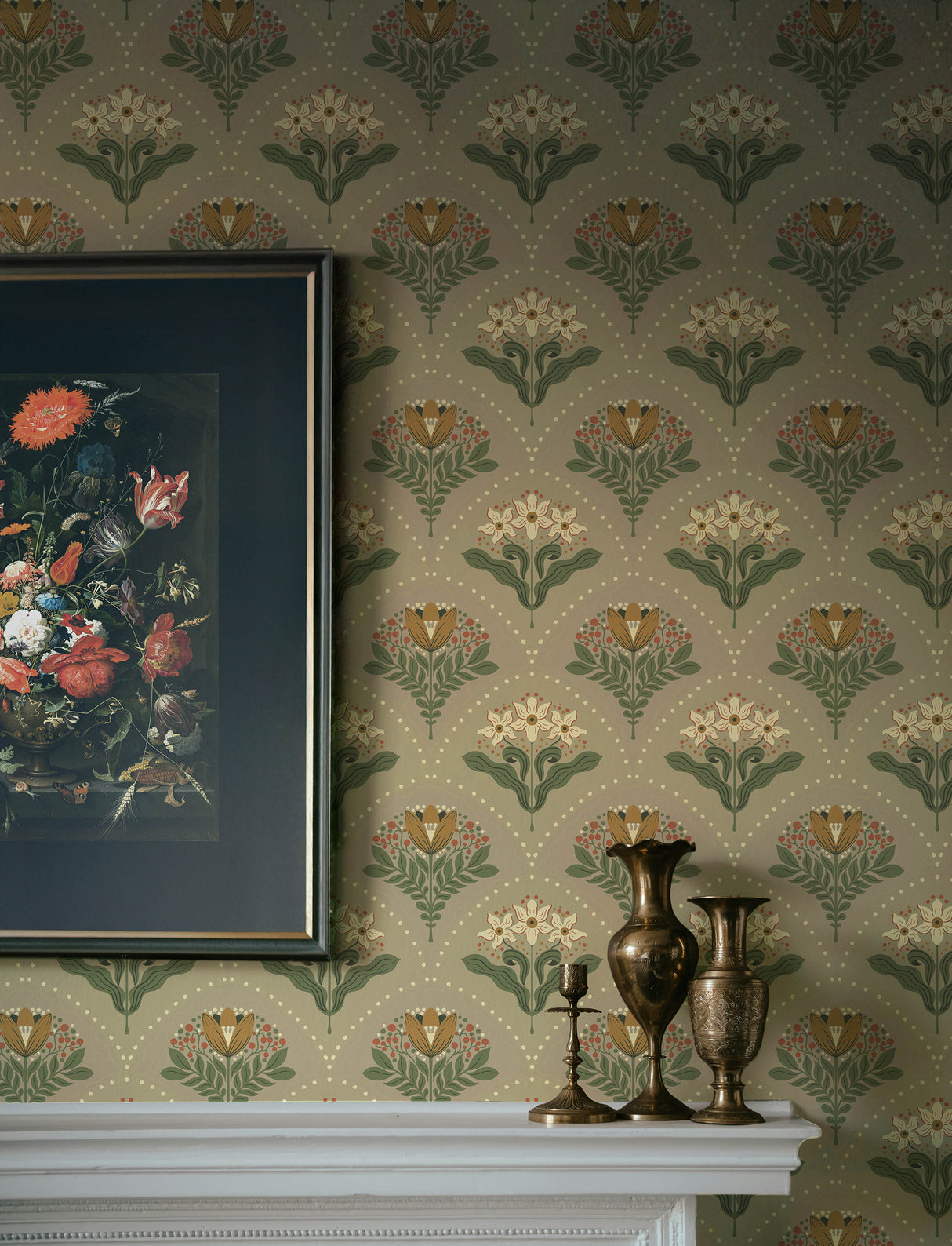 A-Street Prints 4201-48017 Maj Taupe Floral Damask Wallpaper