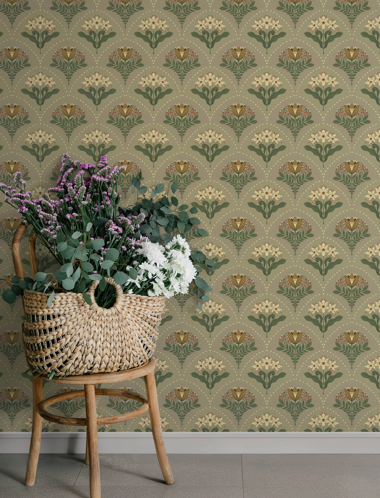 A-Street Prints 4201-48017 Maj Taupe Floral Damask Wallpaper