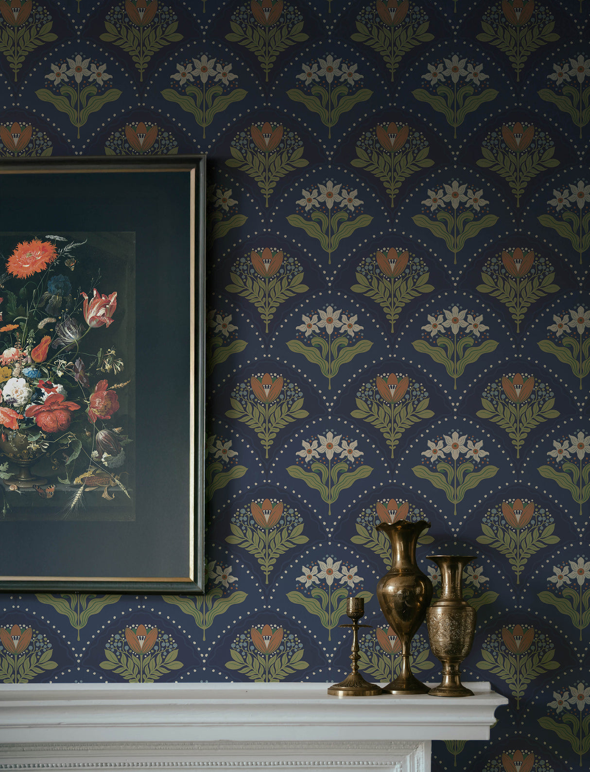 A-Street Prints 4201-48018 Maj Navy Floral Damask Wallpaper