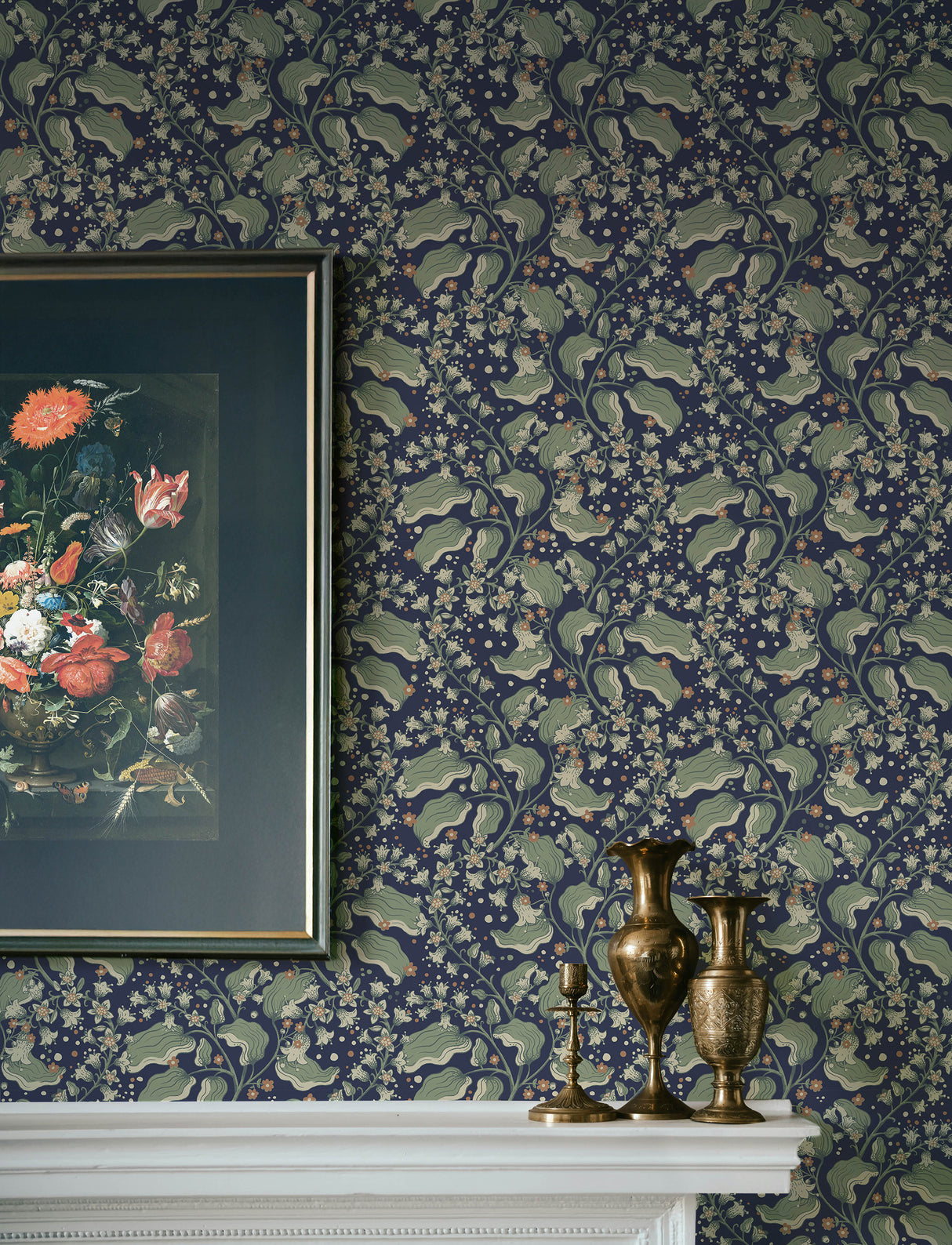 A-Street Prints 4201-48027 Syren Navy Dainty Floral Wallpape