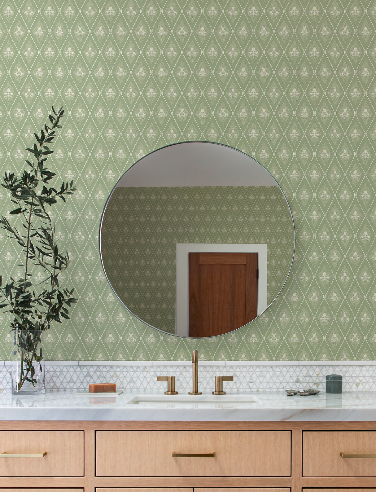 A-Street Prints 4201-48030 Alma Moss Diamond Floral Wallpape