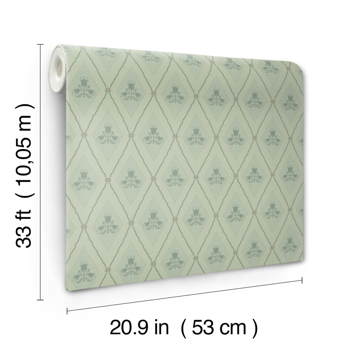 A-Street Prints 4201-48031 Alma Mint Diamond Floral Wallpape