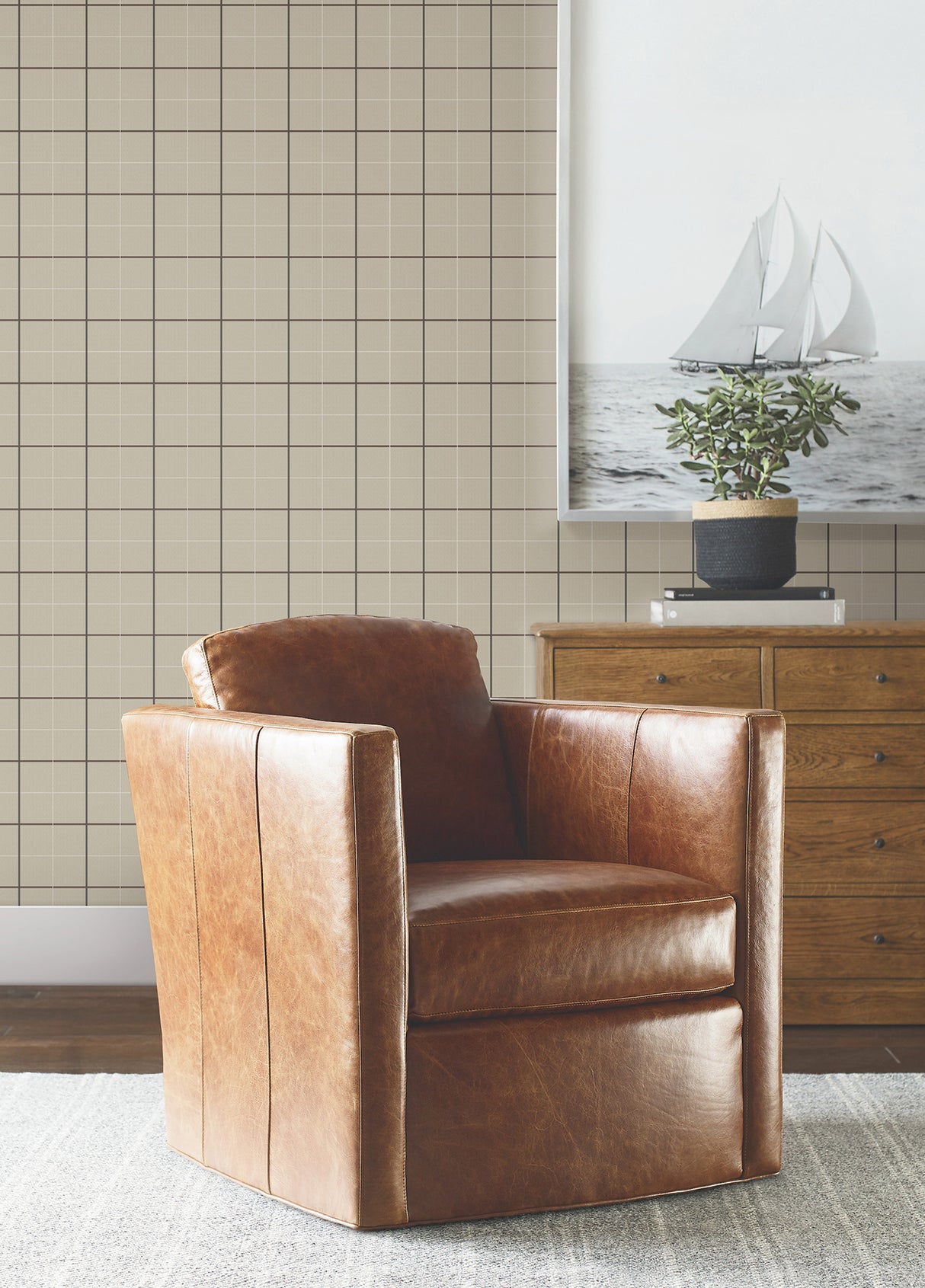 Ronald Redding 4211-83514 Tattersall Brown Plaid Wallpaper
