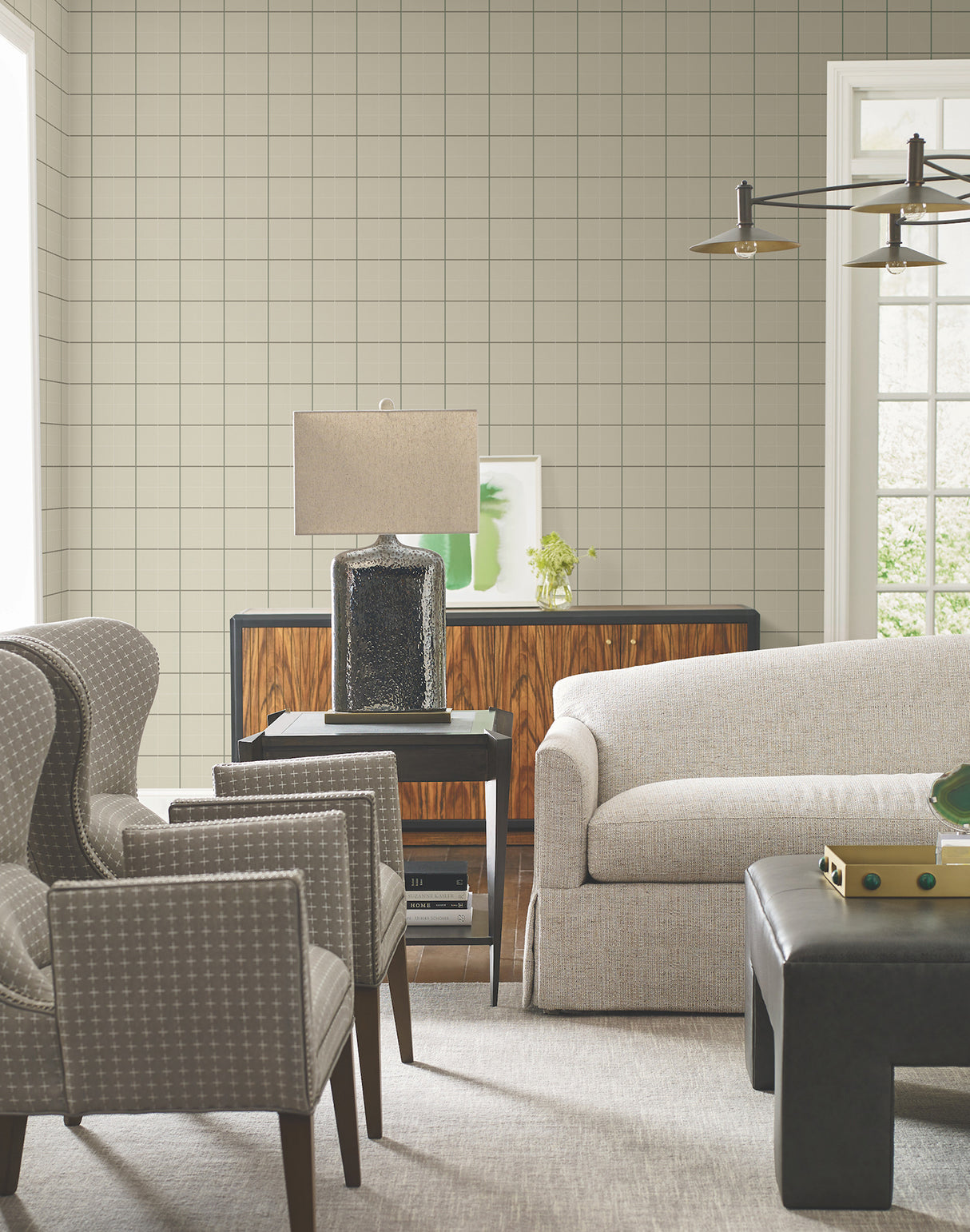 Ronald Redding 4211-83518 Tattersall Light Brown Plaid Wallp