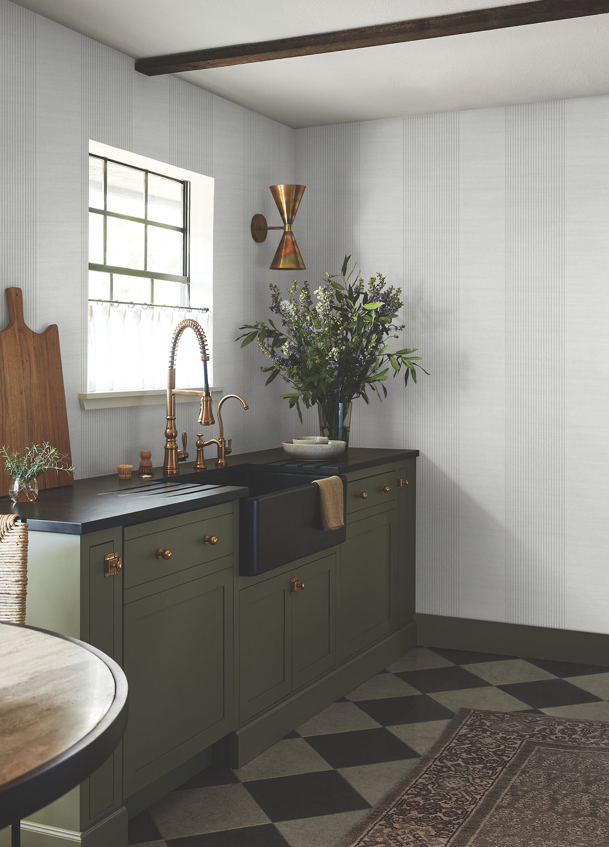 Ronald Redding 4211-83527 Archer Stripe Grey Faux Linen Wall