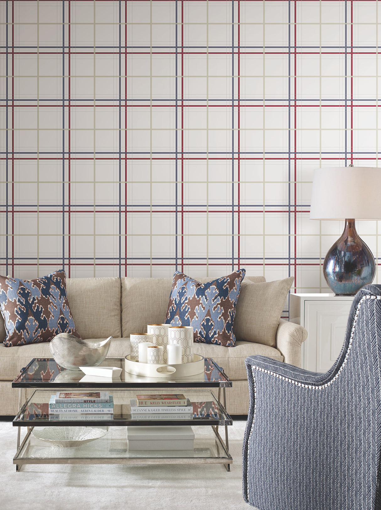 Ronald Redding 4211-83531 Lakeside Plaid Red Tailored Wallpa