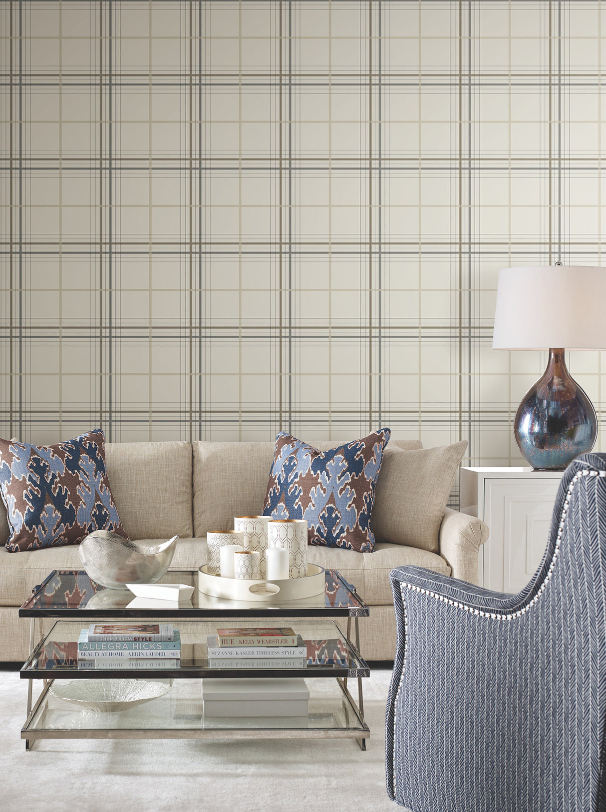 Ronald Redding 4211-83532 Lakeside Plaid Beige Tailored Wall