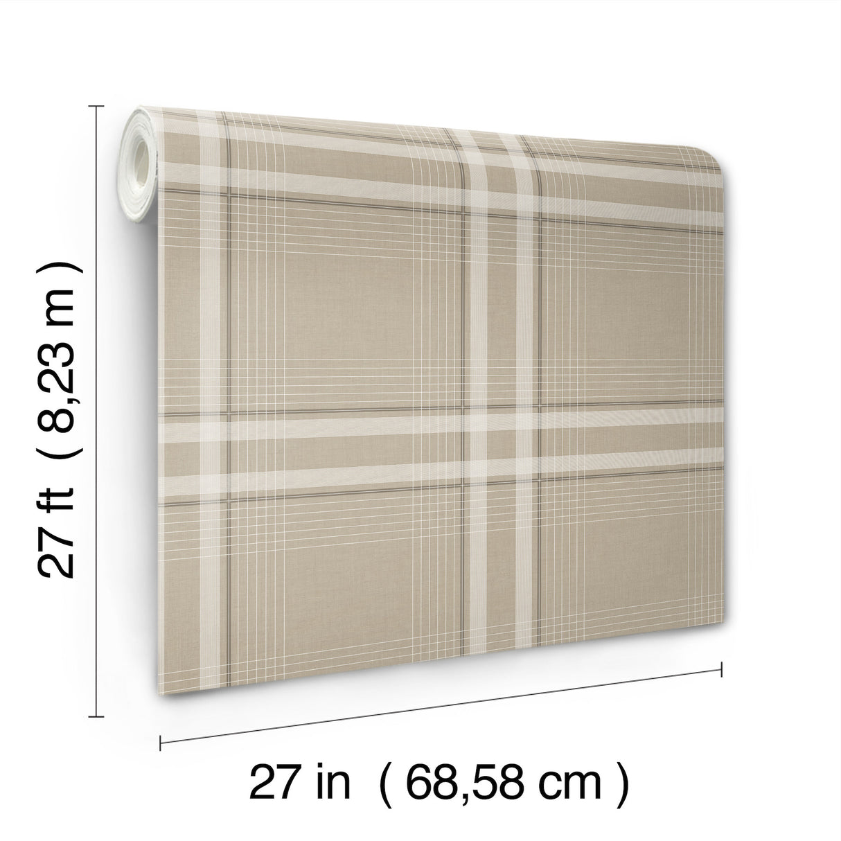 Ronald Redding 4211-83564 Country Club Plaid Taupe Faux Line