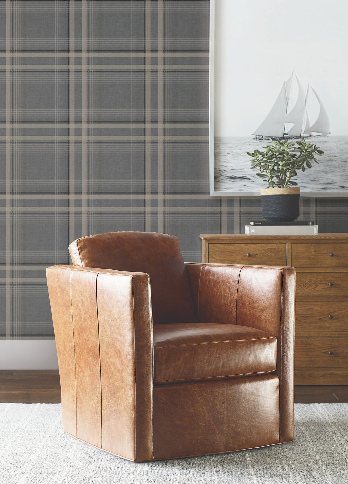 Ronald Redding 4211-83565 Country Club Plaid Charcoal Faux L
