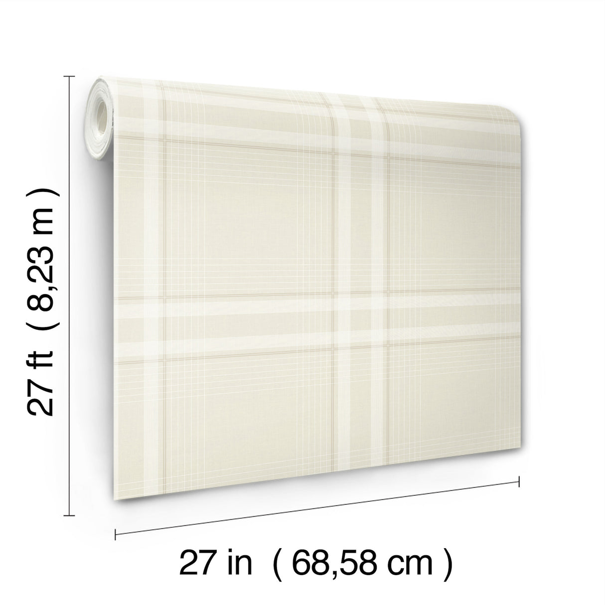 Ronald Redding 4211-83568 Country Club Plaid Dove Faux Linen
