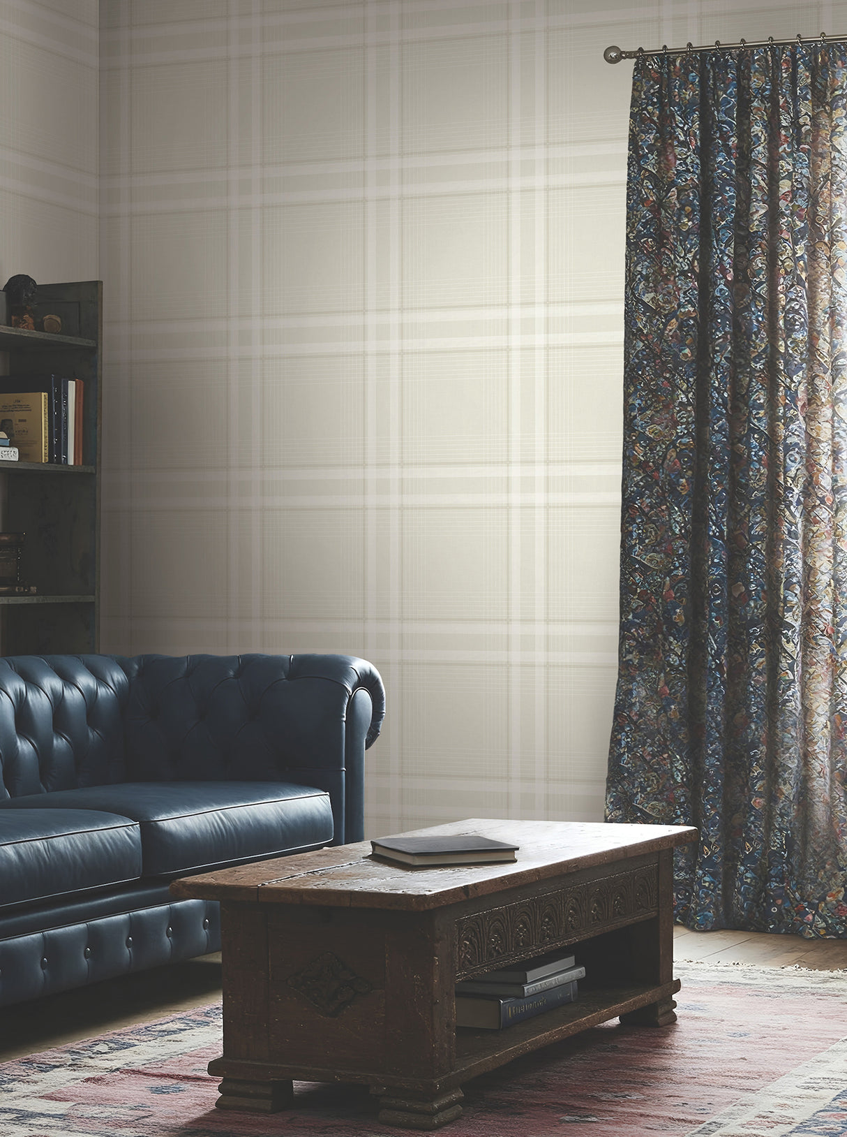 Ronald Redding 4211-83568 Country Club Plaid Dove Faux Linen