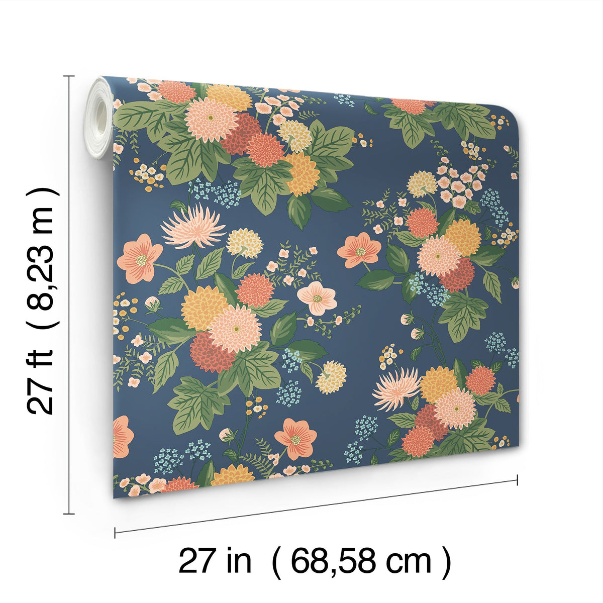 Rifle Paper Co. 4212-84364 Dahlia Navy Wallpaper