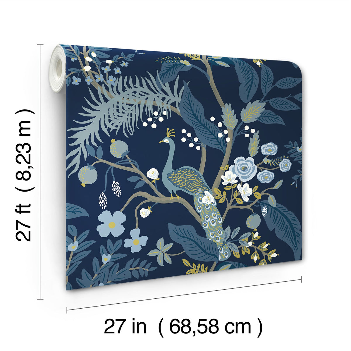 Rifle Paper Co. 4212-84422 Peacock Navy Wallpaper