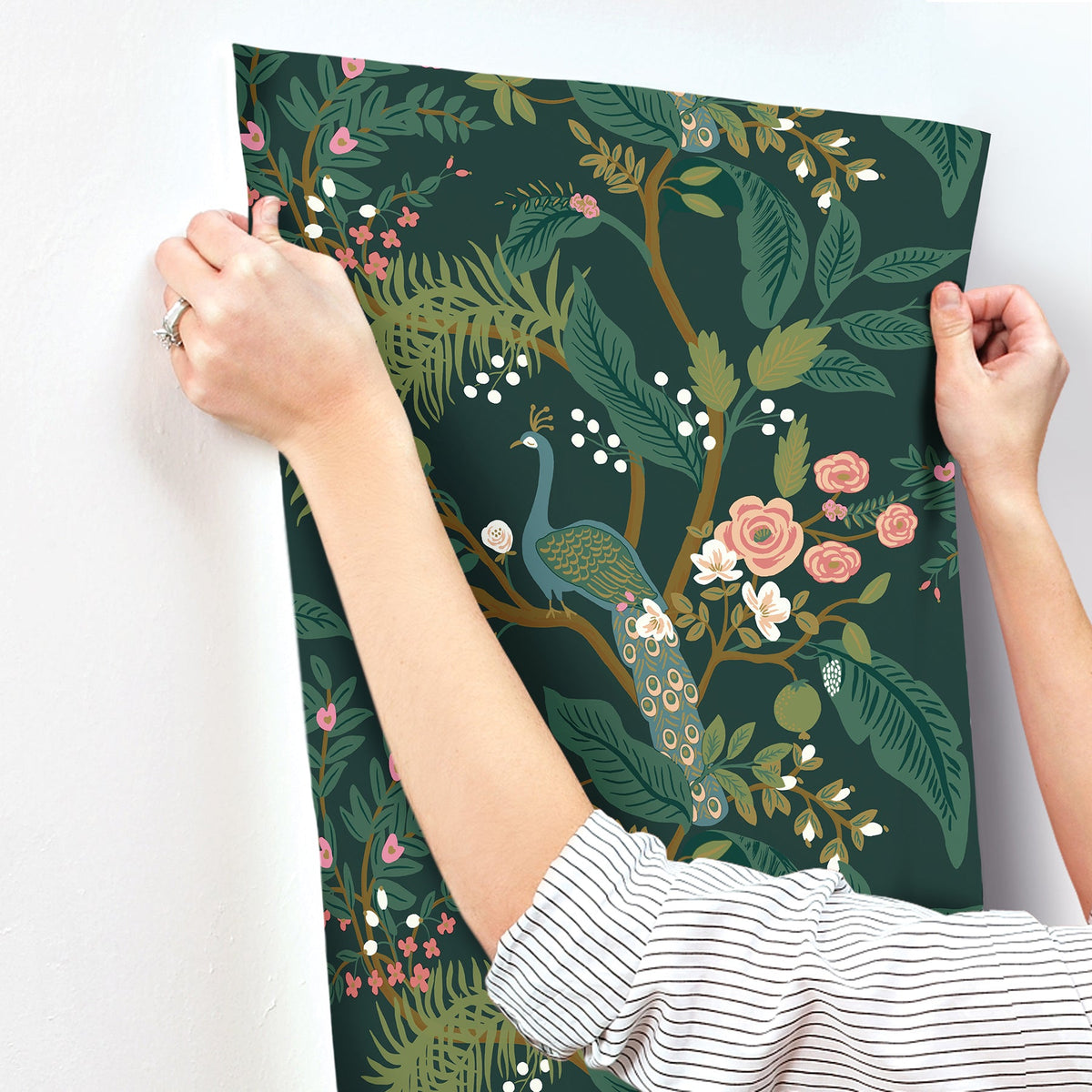 Rifle Paper Co. 4212-84424 Peacock Emerald Wallpaper