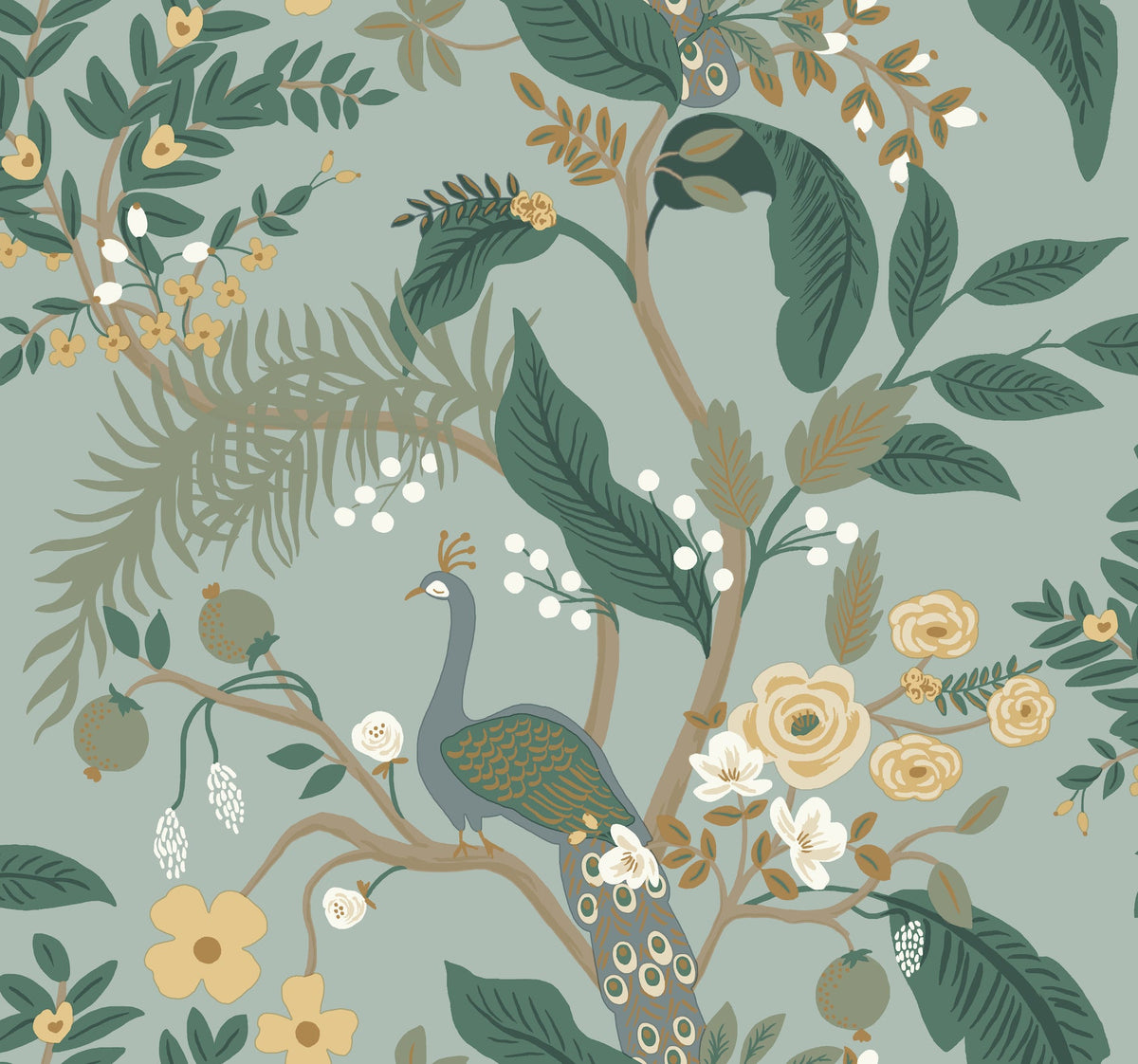 Rifle Paper Co. 4212-84426 Peacock Slate Wallpaper