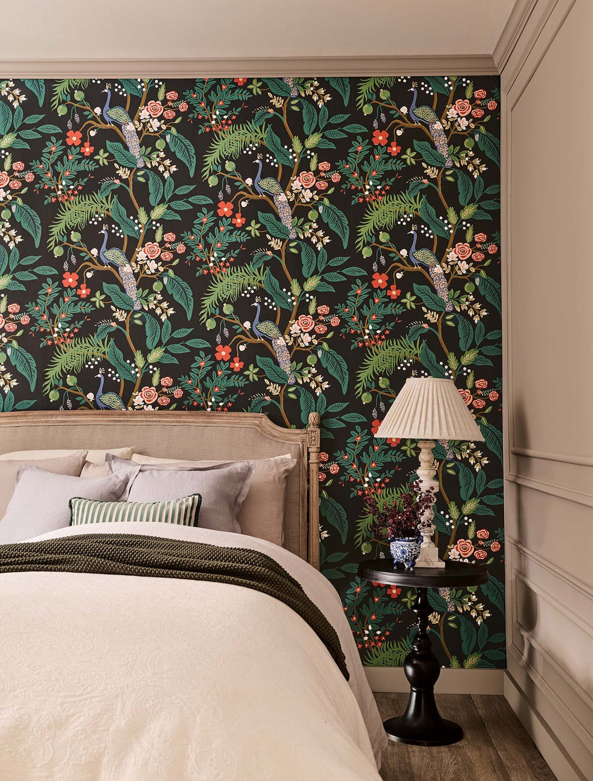 Rifle Paper Co. 4212-84427 Peacock Charcoal Wallpaper