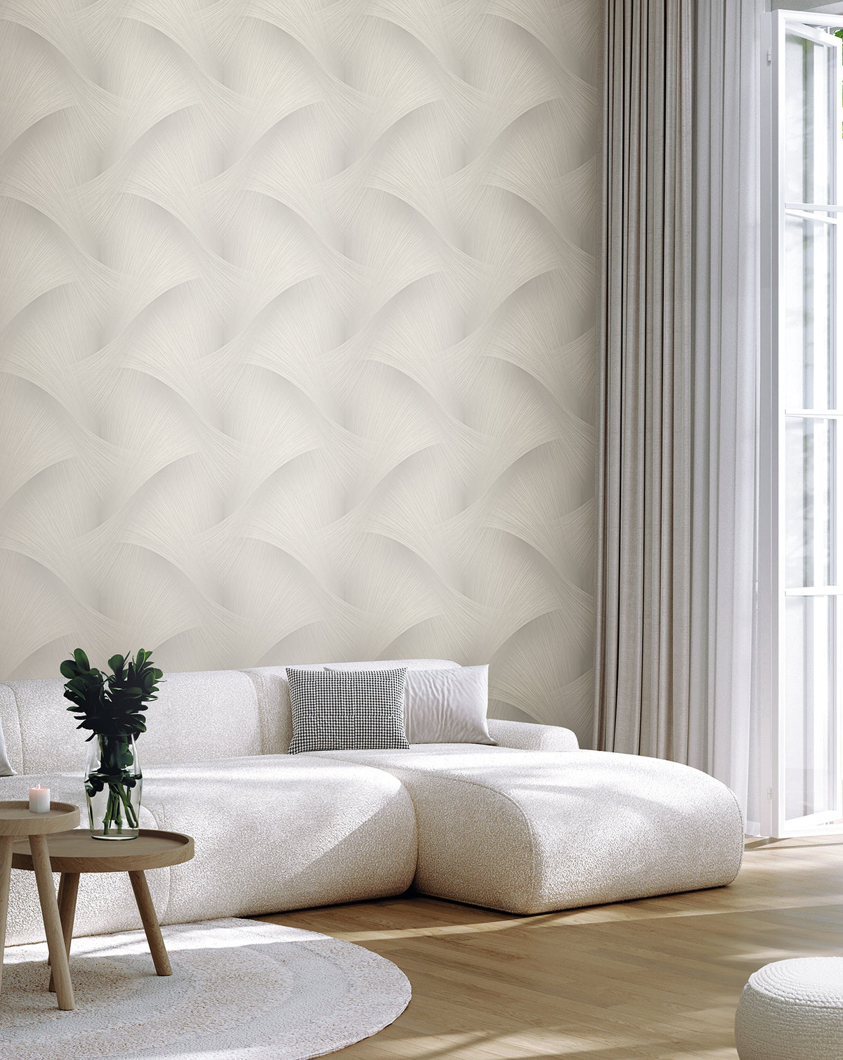 York Wallcoverings Etched Reeds Light Grey Abstract Wallpape