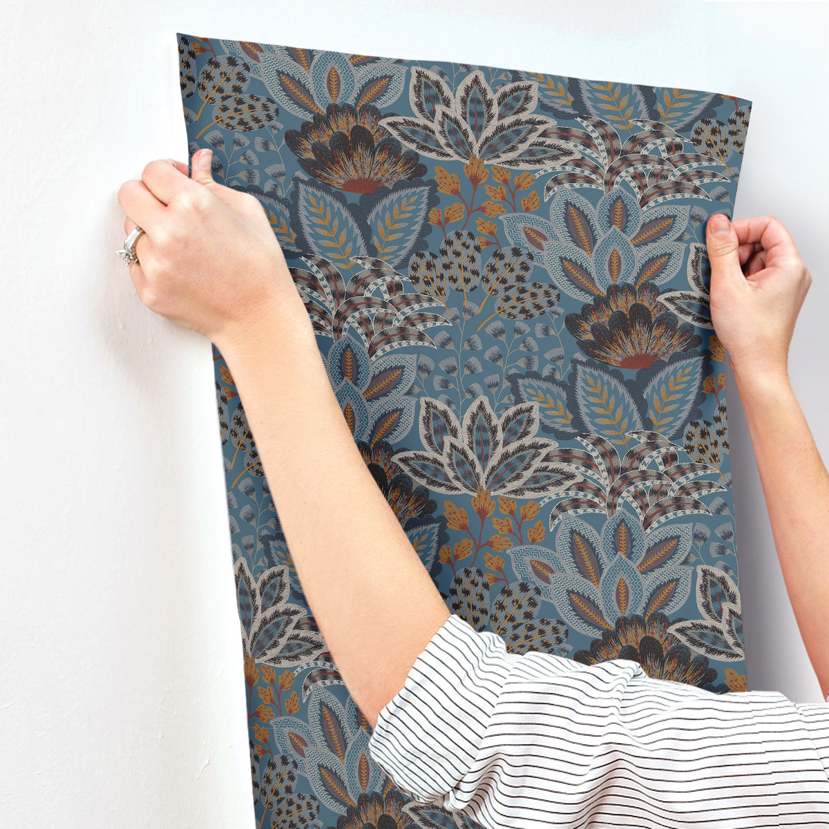 York Wallcoverings Catherine Blue Botanical Wallpaper 4228-8