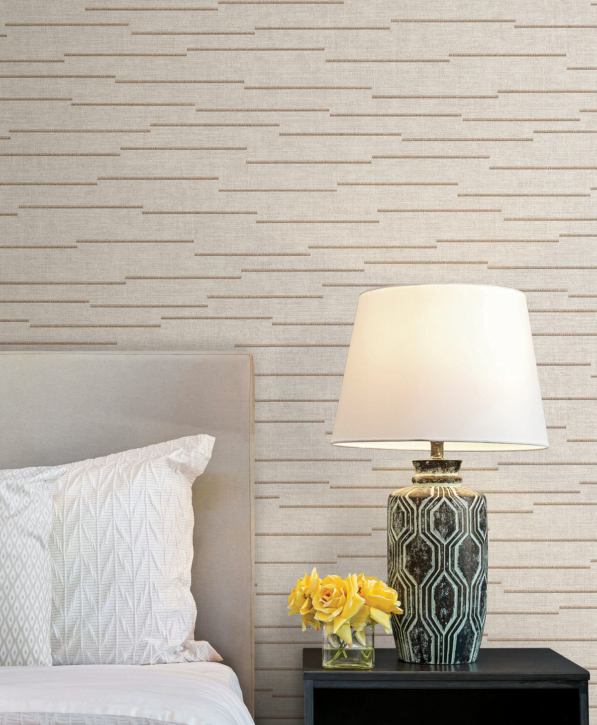 York Wallcoverings Latitude Beige Striated Wallpaper 4228-84