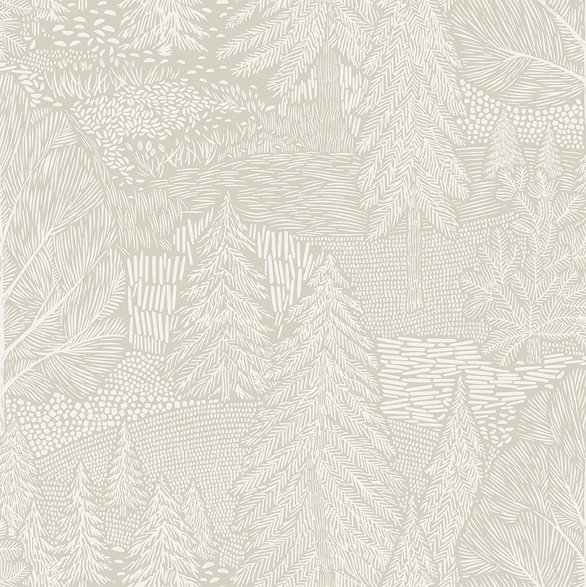 Schumacher 4703 NORTHERN FOREST in IVORY Wallpaper - A COUNT