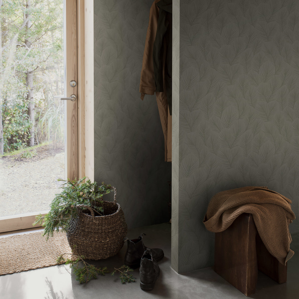 Schumacher 4704 PINE TREE in SAGE Wallpaper - A COUNTRY LIFE