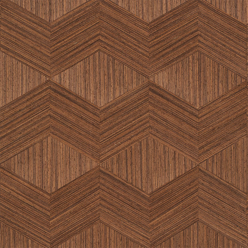 Schumacher 5009631 CHEVRON INLAY in WALNUT Wallpaper - MODER